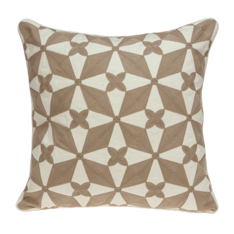 20x20 Pillow Insert - 20" x 7" x 20" Cool Transitional Beige and White Pillow Cover With Down Insert