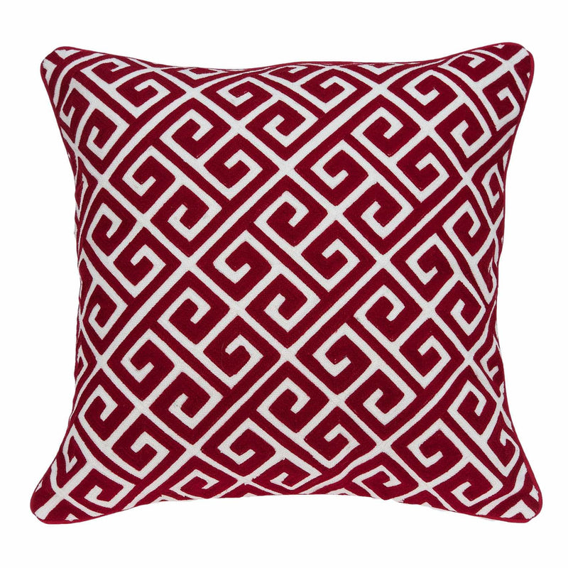 20x20 Pillow Insert - 20" x 7" x 20" Transitional Red and White Cotton Pillow Cover With Down Insert