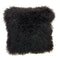 Black Throw Pillows - 24" Black Genuine Tibetan Lamb Fur Pillow with Microsuede Backing
