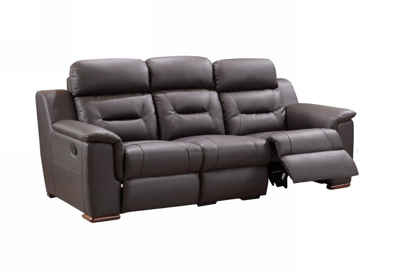 Leather Sofa - 90" X 41" X 41" Modern Brown Leather Reclining Sofa