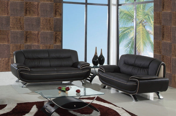 Leather Sofa - 67'' X 35''  X 35'' Modern Brown Leather Sofa And Loveseat