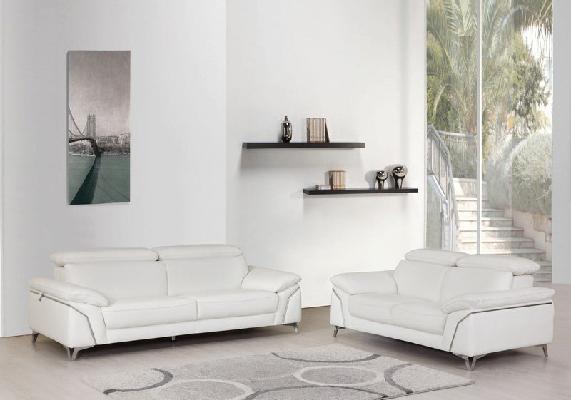 Leather Sofa - 68'' X 41''  X 39'' Modern White Leather Sofa And Loveseat