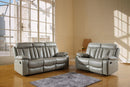 Leather Sofa Set - 63'' X 39''  X 42'' Modern Gray Leather Sofa And Loveseat