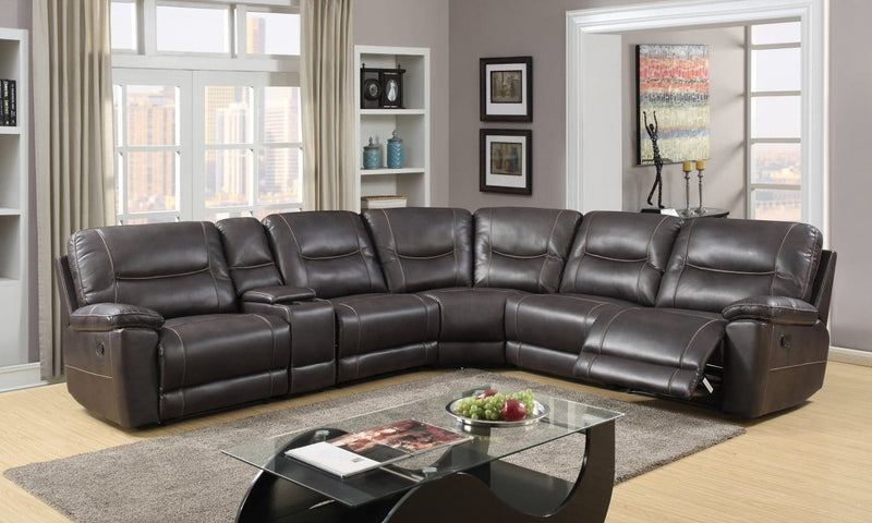 Leather Sectional - 251'' X 41'' X 40'' Modern Dark Brown Leather Sectional