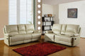 Leather Sofa Set - 76'' X 40''  X 41'' Modern Beige Sofa With Console Loveseat