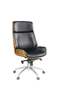 Best Office Chair - 26" X 23" X 49" Black Bonded Leather Walnut Metal Wood Upholstered (Seat) Casters Executive Office Chair