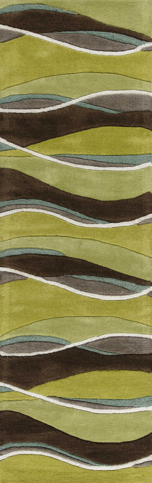 Runner Rugs - 2'3" x 7'6" Runner Wool Lime/Mocha Area Rug