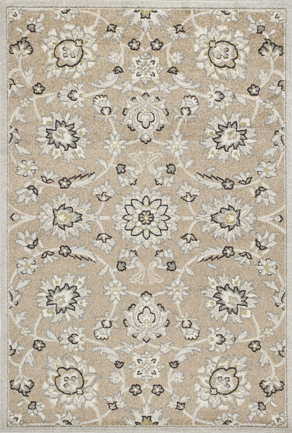 Grey Area Rug - 6'7" x 9'6" UV-treated Polypropylene Beige/Grey Area Rug