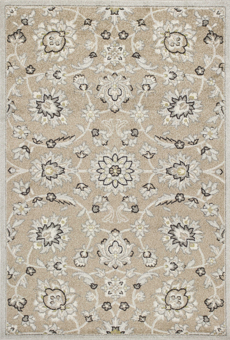 Grey Area Rug - 6'7" x 9'6" UV-treated Polypropylene Beige/Grey Area Rug