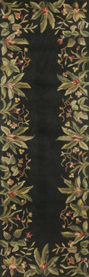 Runner Rugs - 2'6" x 8' Runner Wool Black Area Rug