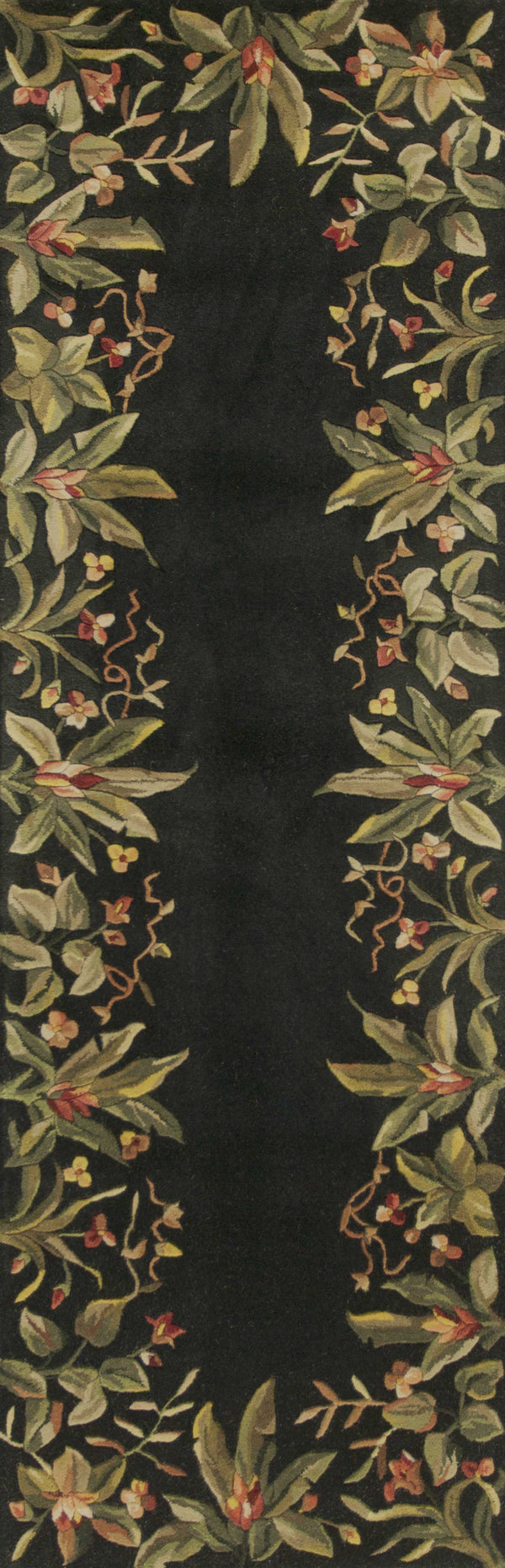 Runner Rugs - 2'6" x 8' Runner Wool Black Area Rug
