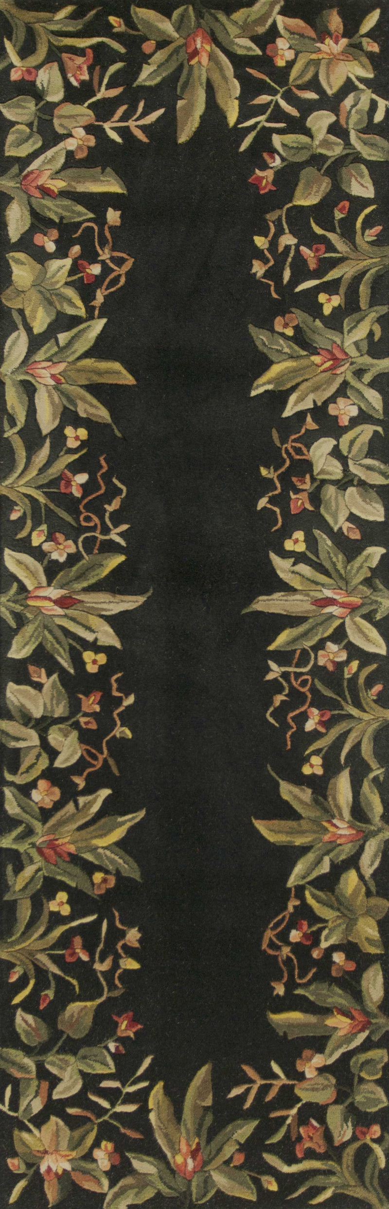 Runner Rugs - 2'6" x 8' Runner Wool Black Area Rug