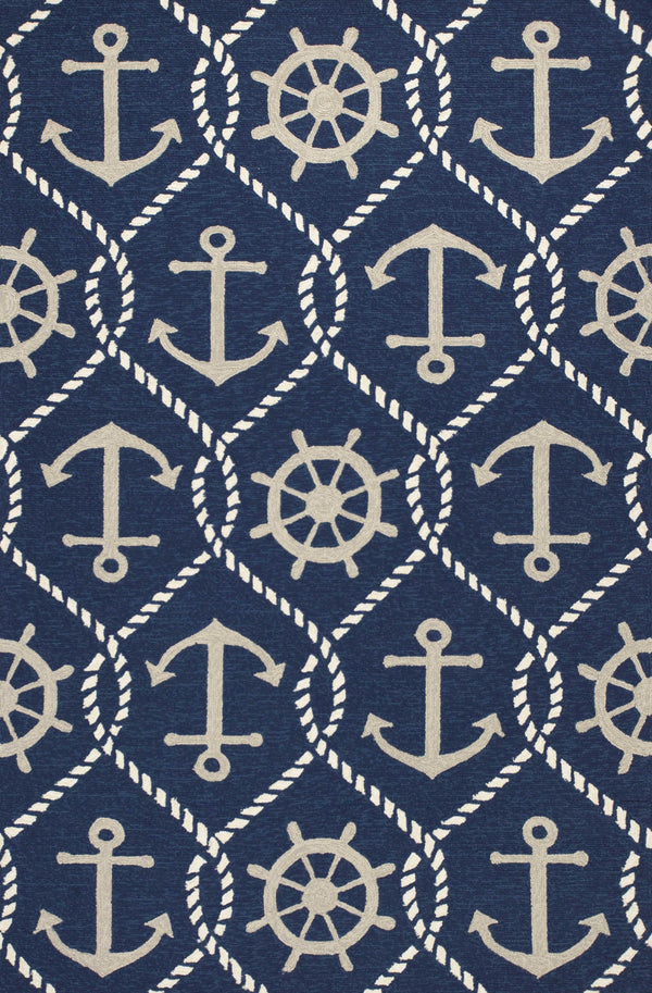 Navy Rug - 5' x 7'6" UV-treated Polypropylene Navy Area Rug