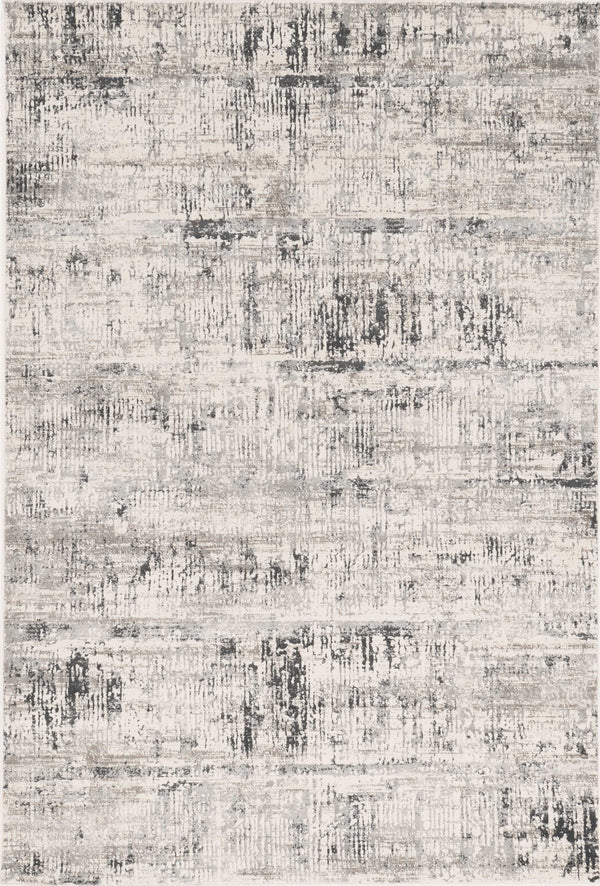 Silver Rug - 5'3" x 7'7" Polypropylene and Viscose Ivory Silver Area Rug
