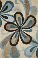 Floor Rug - 5' x 7'6" Polyacrylic Sand/Teal Area Rug