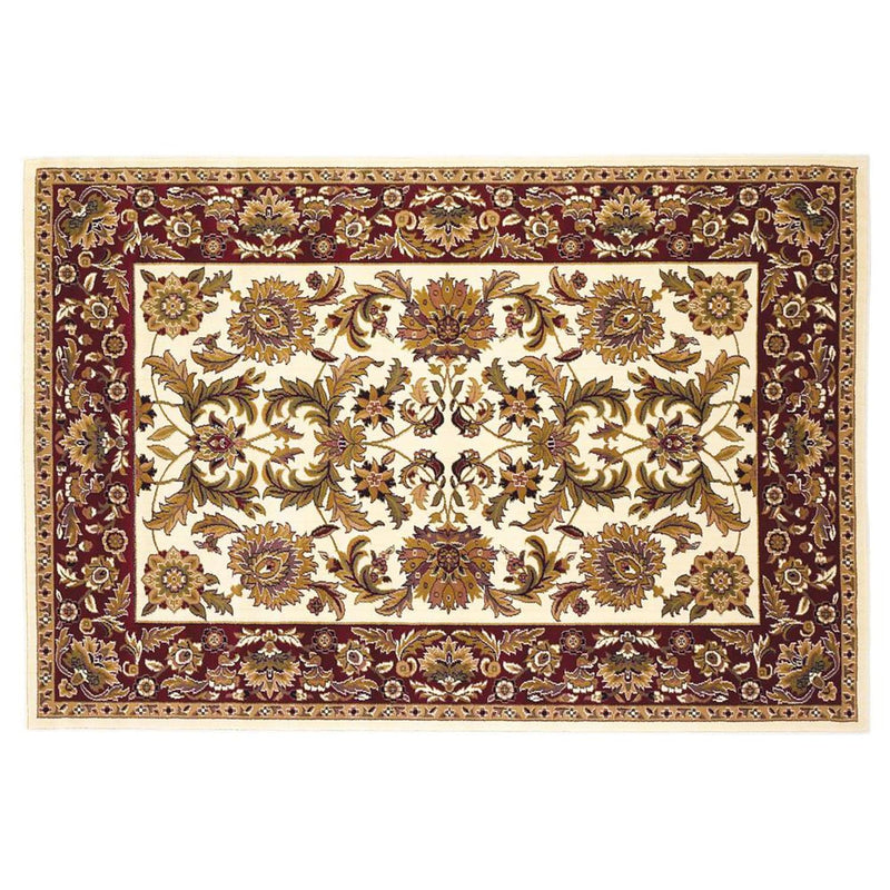Red Area Rugs - 7'7" Octagon Polypropylene Ivory/Red Area Rug