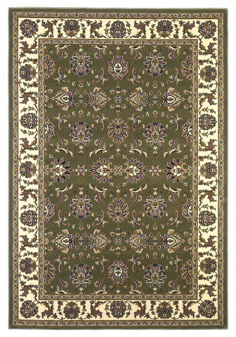 Round Rugs - 7'7" Round Polypropylene Green/Ivory Area Rug