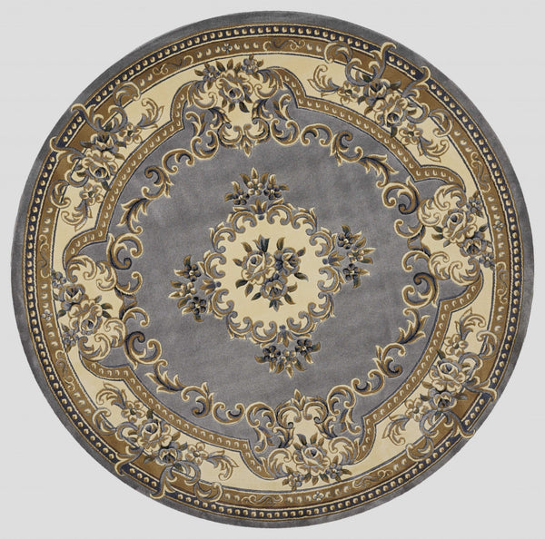 Round Rugs - 7'7" Round Polypropylene Slate Blue Area Rug
