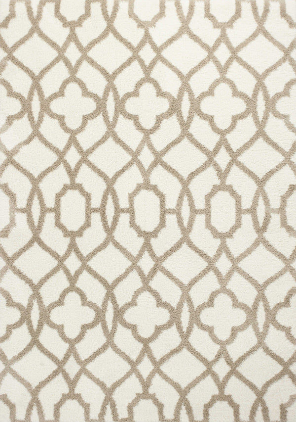 Ivory Area Rug - 5'3" x 7'7" Microfiber Ivory/Beige Area Rug