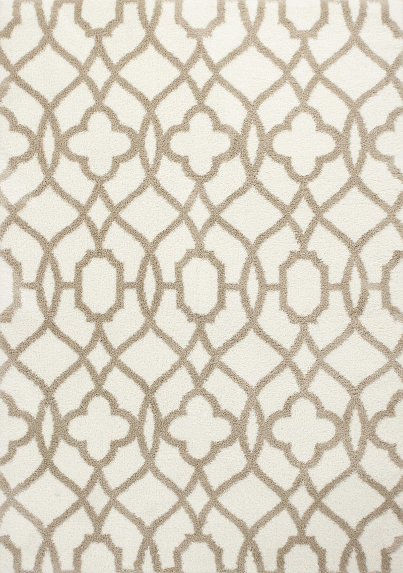 Ivory Area Rug - 5'3" x 7'7" Microfiber Ivory/Beige Area Rug