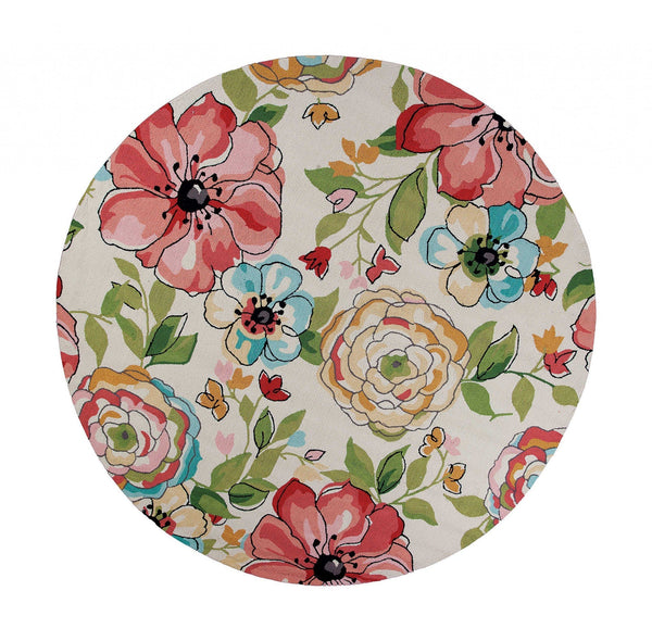 Floor Rug - 7'6" Round Polyester Sand Area Rug