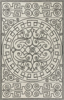 Grey Living Room Rug - 2' x 3' UV-treated Polypropylene Ivory/Grey Area Rug