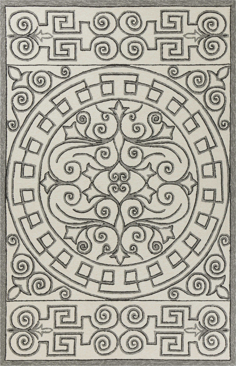 Grey Living Room Rug - 2' x 3' UV-treated Polypropylene Ivory/Grey Area Rug
