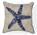 Accent Pillows - 18" x 18" Cotton Natural/Blue Pillow