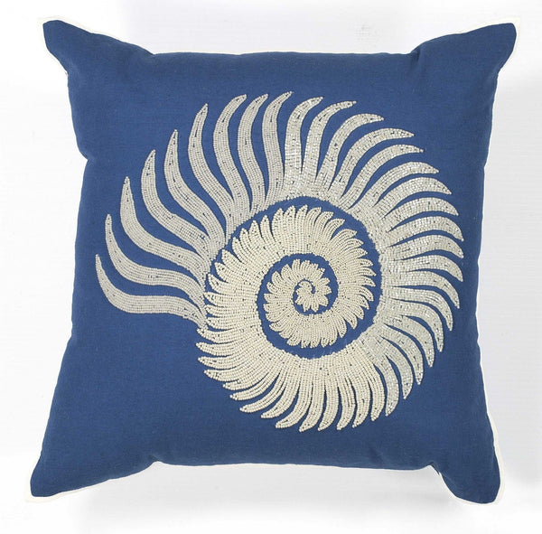 White Pillow - 18" x 18" Cotton Blue/White Pillow