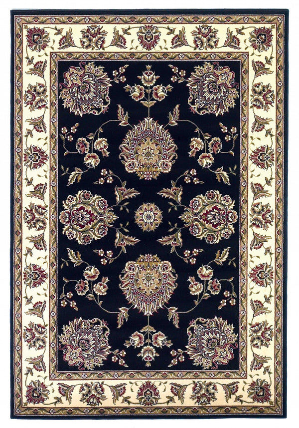 Runner Rugs - 2'2" x 7'11" Runner Polypropylene Black/Ivory Area Rug