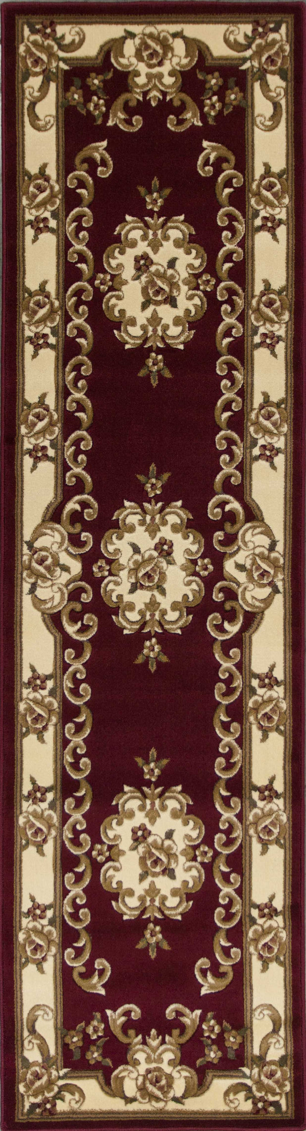 Runner Rugs - 2'2" x 7'11" Runner Polypropylene Red/Ivory Area Rug
