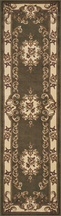 Runner Rugs - 2'2" x 7'11" Runner Polypropylene Green/Ivory Area Rug
