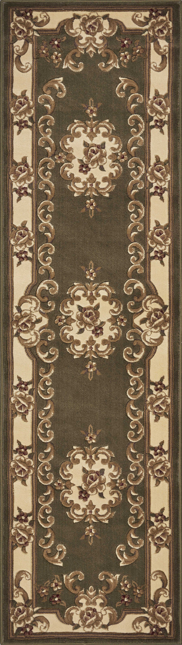 Runner Rugs - 2'2" x 7'11" Runner Polypropylene Green/Ivory Area Rug