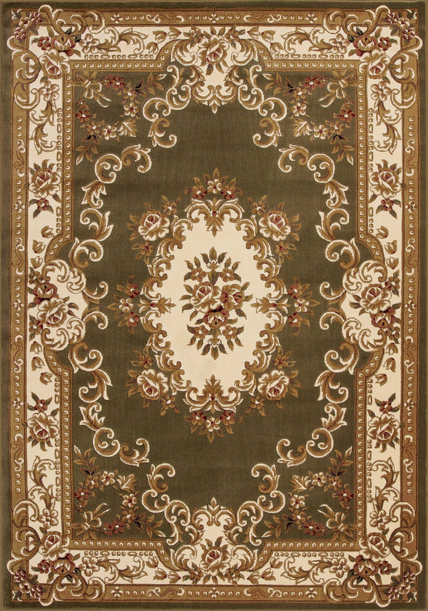 Green Rug - 3'3" x 4'11" Polypropylene Green/Ivory Area Rug