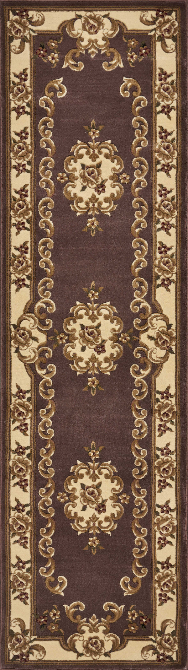 Runner Rugs - 2'2" x 7'11" Runner Polypropylene Plum/Ivory Area Rug