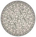 Grey Living Room Rug - 7'6" Round UV-treated Polypropylene Ivory/Grey Area Rug