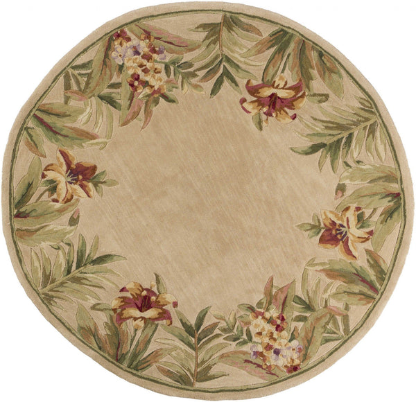 Round Rugs - 5'6" Round Wool Ivory Area Rug