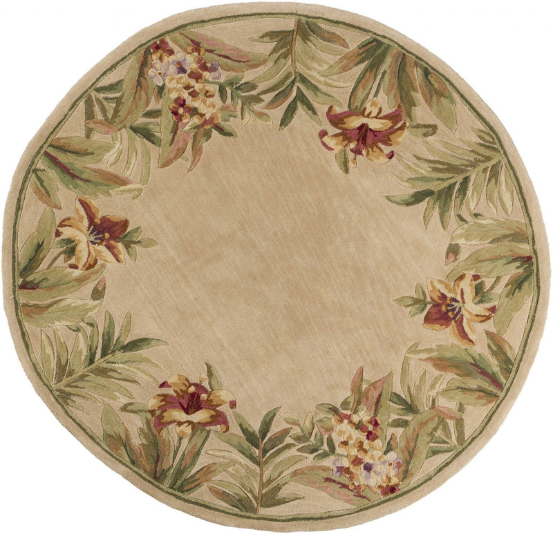 Round Rugs - 5'6" Round Wool Ivory Area Rug