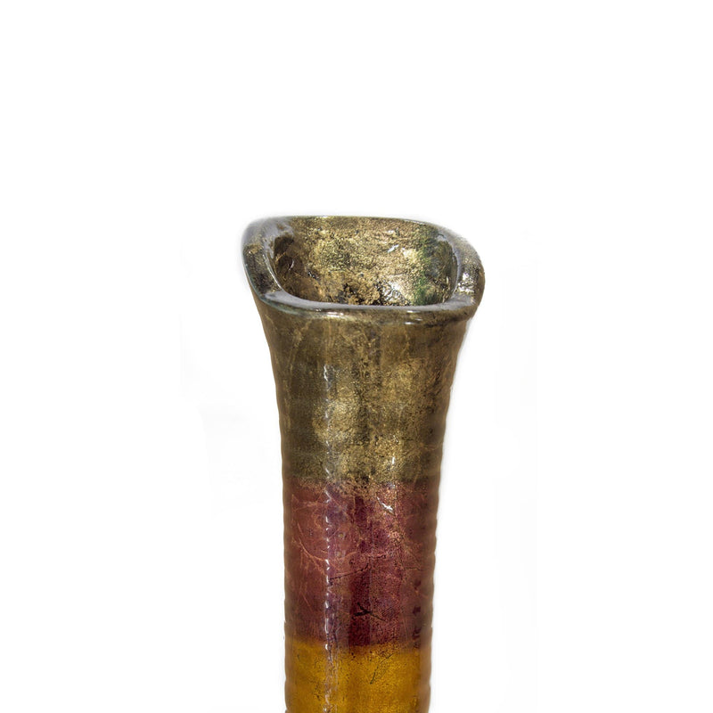 Cheap Vases - 8'.25" X 6'.75" X 20" Brown, Amber, Burgundy, Green Ceramic Lacquered Striped Long Neck Bud Vase