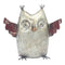 Dining Room Decor - 3.5" x 8" x 6.5" Silver/Red/Yellow, Reclaimed Iron - Owl