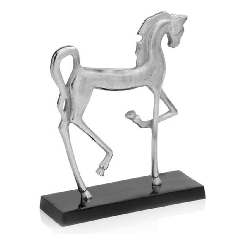 DIY Room Decor - 4" x 13" x 16" Rough Silver/Black Cantering Horse