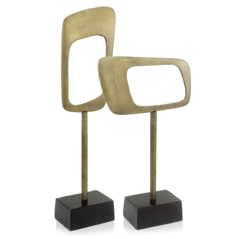 Modern Art Sculptures - 5" x 7" x 29" Antique Gold/Bronze, Metal, Object - Vertical Sculpture