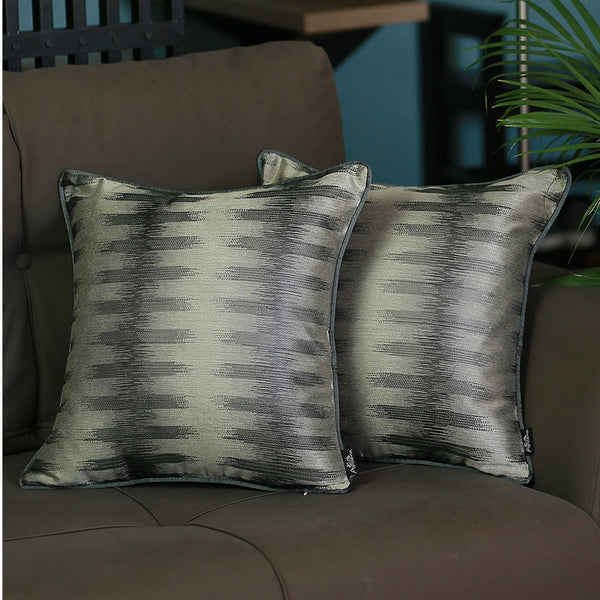 Throw Pillow Covers - 17"x 17" Black Gray Jacquard Decorative Throw Pillow Cover Set Of 2 Pcs Square