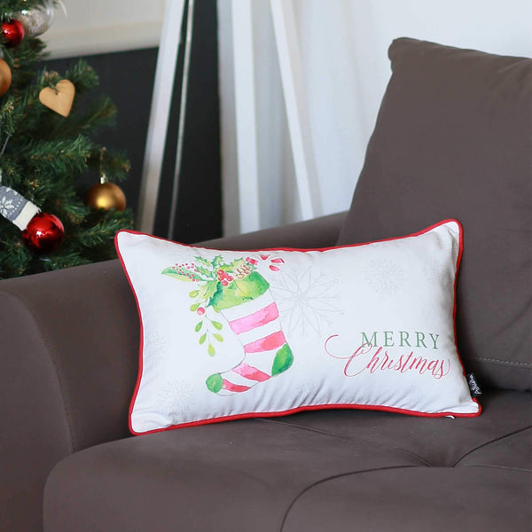 Throw Pillow Covers - 20" x 12"Christmas Socks Printed Decorative Throw Pillow Cover