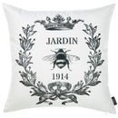 Throw Pillow Covers - 18"x 18" Black and White Jardin Decorative Throw Pillow Cover