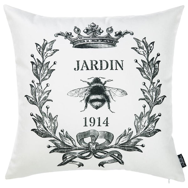 Throw Pillow Covers - 18"x 18" Black and White Jardin Decorative Throw Pillow Cover