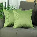 18x18Pillow Covers - 18"x 18" Green Velvet Decorative Throw Pillow Cover 2 Pcs in set