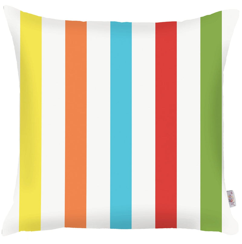 Throw Pillow Covers - 18"x 18" Colored Tropical Stripes Decorative Throw Pillow Cover