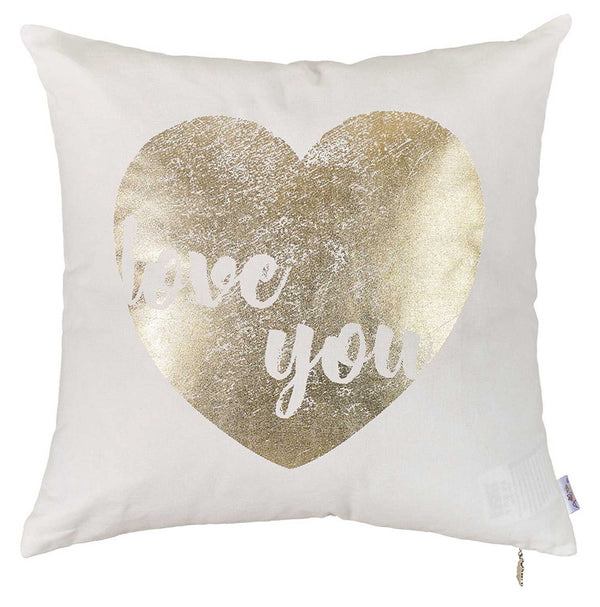 Throw Pillow Covers - 18"x 18" Happy Square Heart Printed Decorative Throw Pillow Cover Pillowcase