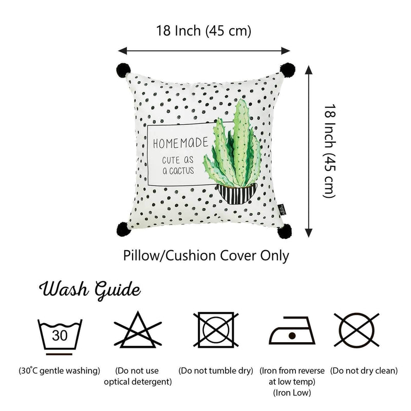 Throw Pillow Covers - 18"x 18" Cactus Dotted Decorative Throw Pillow Cover Printed